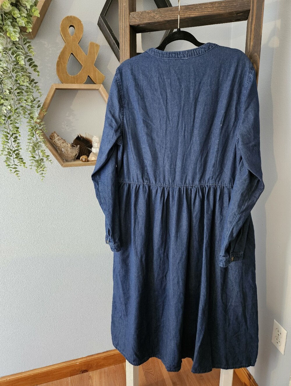 NWT Oversized Loveimgs Blue Denim Long Sleeve Midi Dress XL - Picture 4 of 5